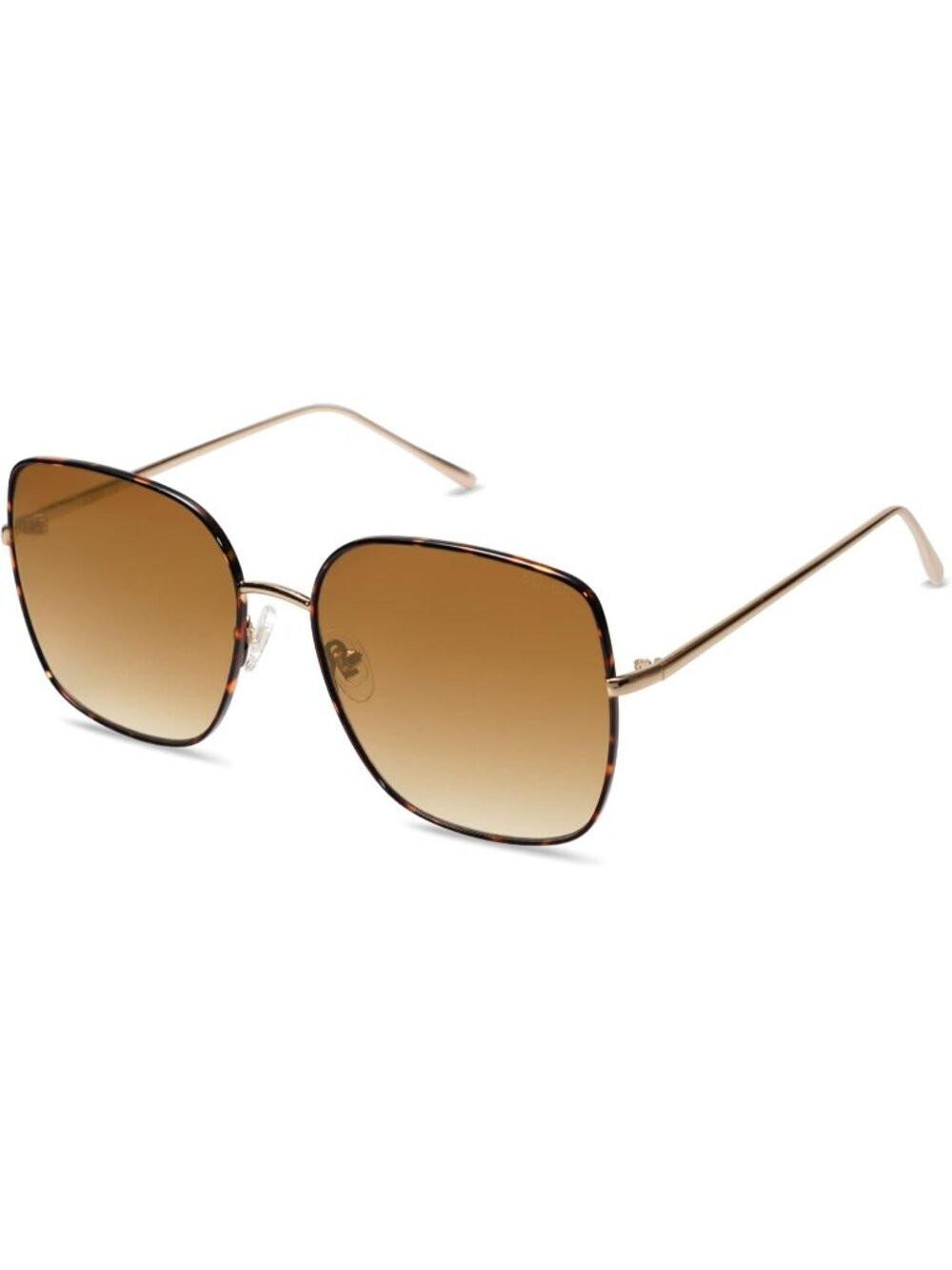 Women's Brown Tortoise Brown Oversized Square Metal Protection Sunglasses